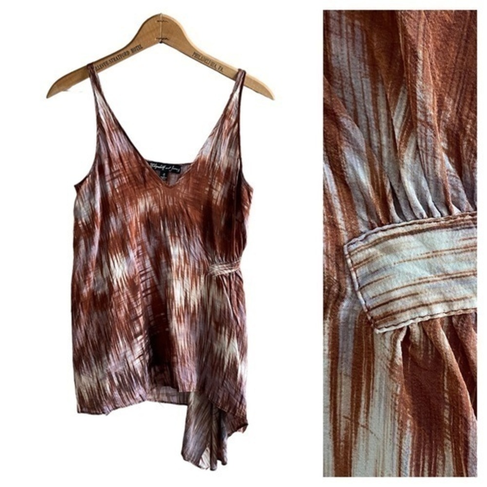 Elizabeth and James Silk Brown Purple Asymmetrical Y2K Cami Tank Top Small